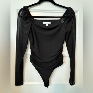 Like New And Now This Ruched Mesh Bodysuit 
Size Small